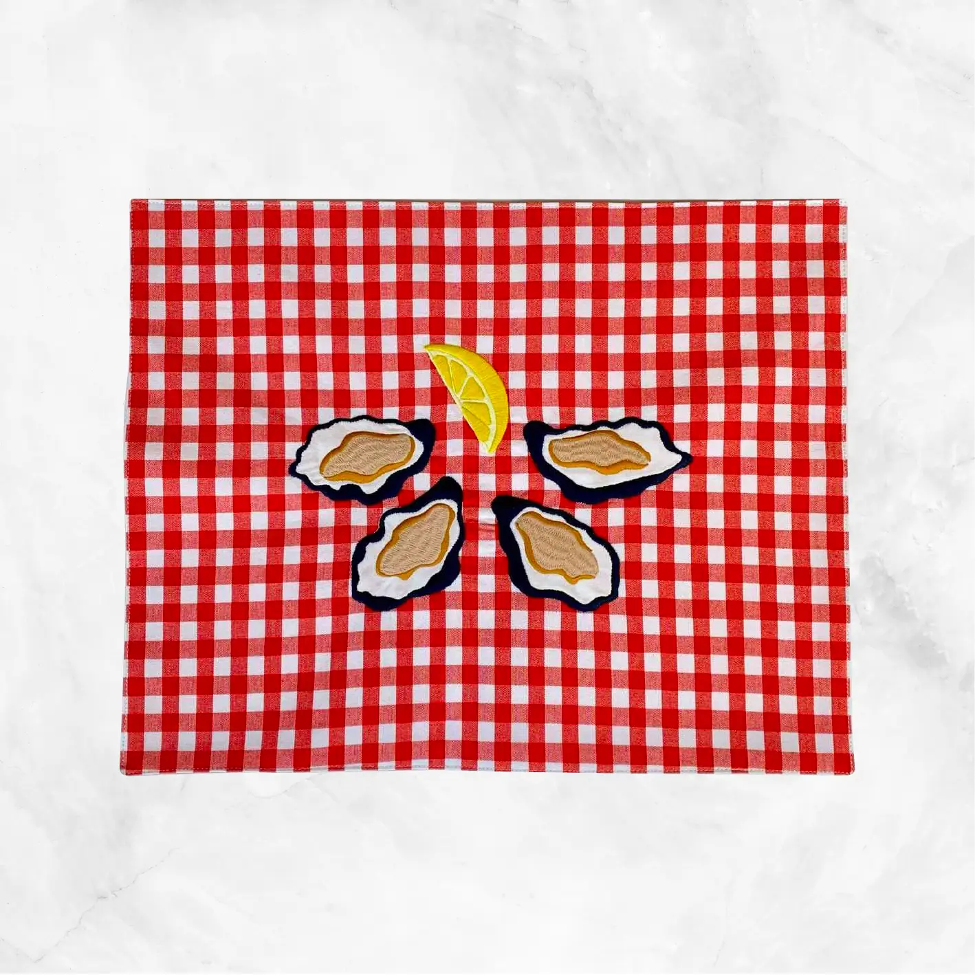 Oyster Placemat - Red Gingham