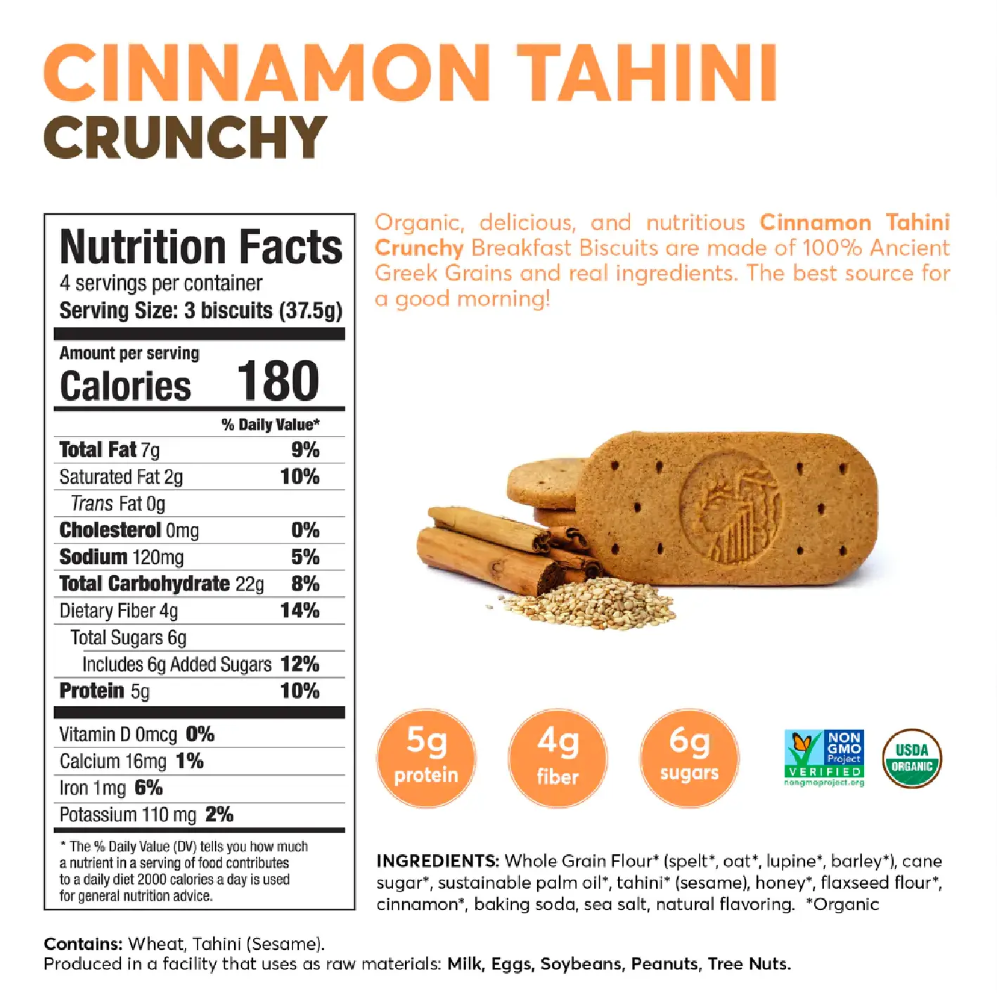 Cinnamon Tahini Crunch Breakfast Biscuits  Delivery