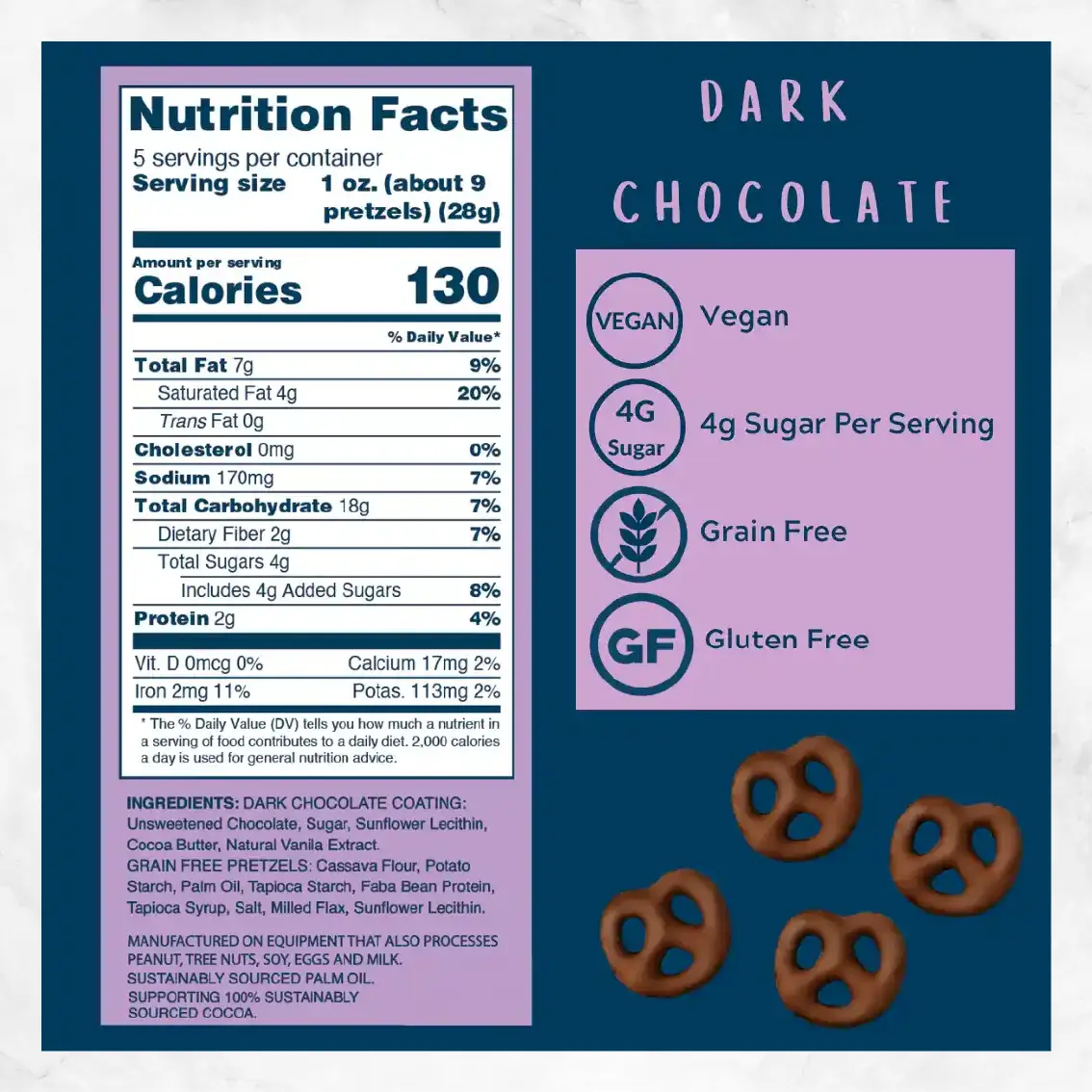 Dark Chocolate Grain Free Pretzels Delivery