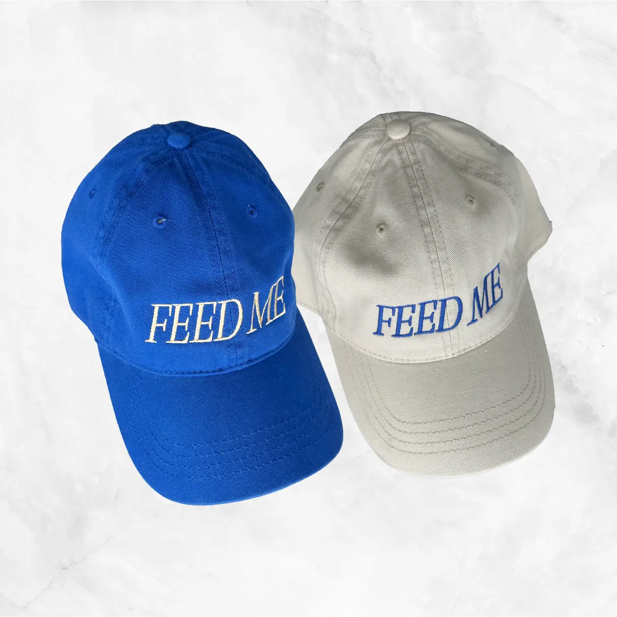 Feed Blue & Gray Caps