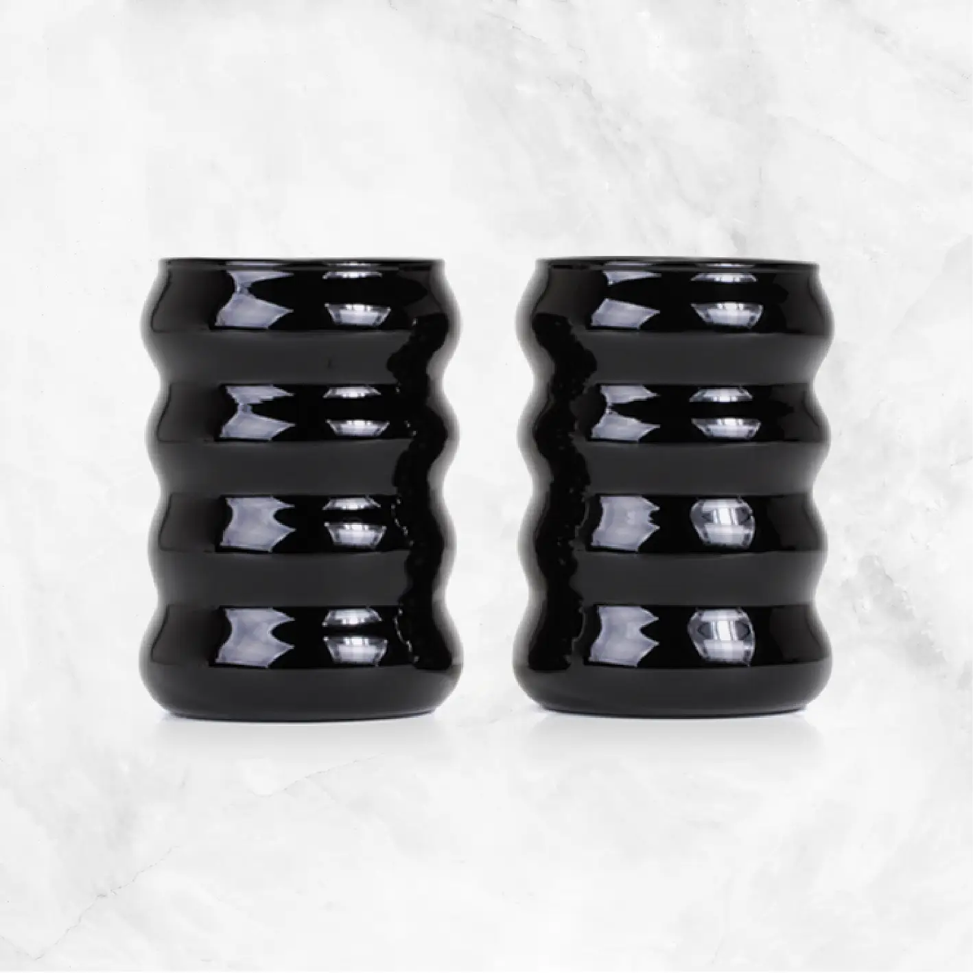 Opaque Ripple Cup Set - Onyx