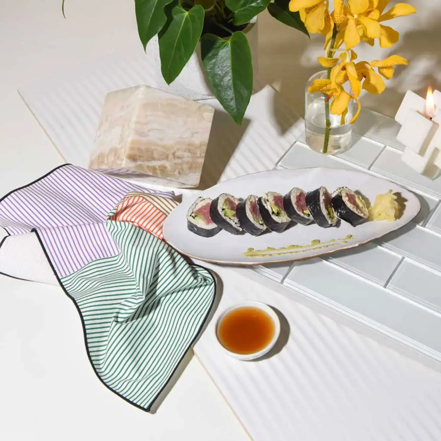 Marfa Stripe Reclaimed Linen Napkins Delivery