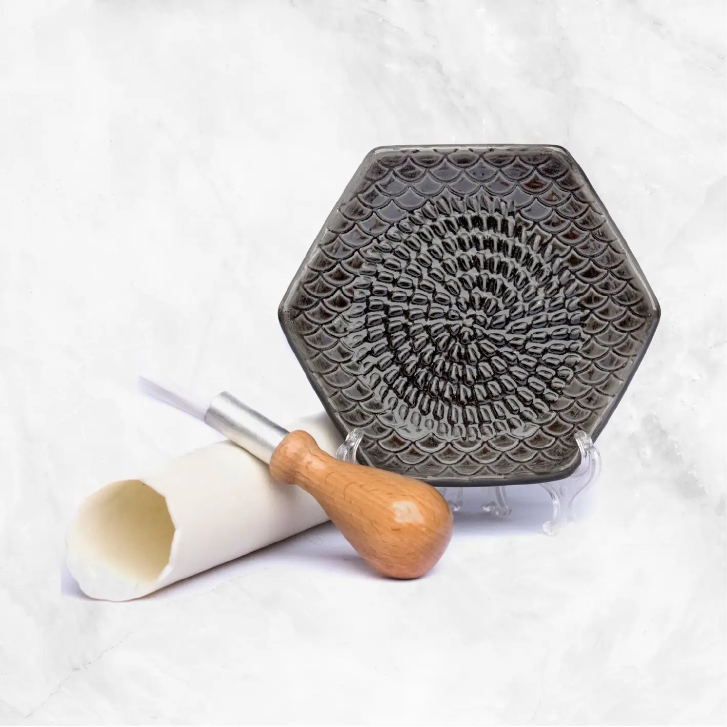 Charcoal 3 Piece Set: Ceramic Grater, Peeler, Brush Delivery