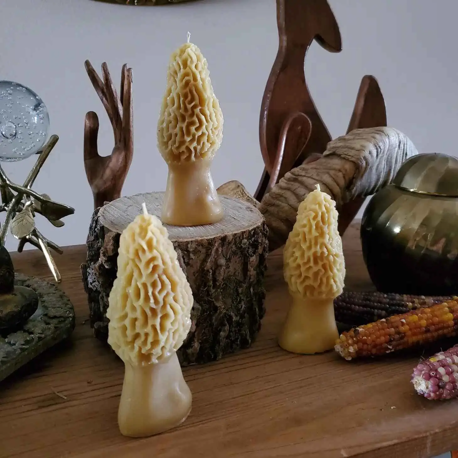 Morel Mushroom Beeswax Candle Delivery