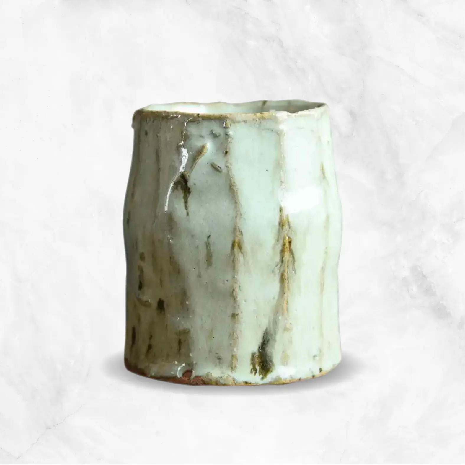 Faceted Tumbler in White Ash Glaze, Foraged Clay and Glaze