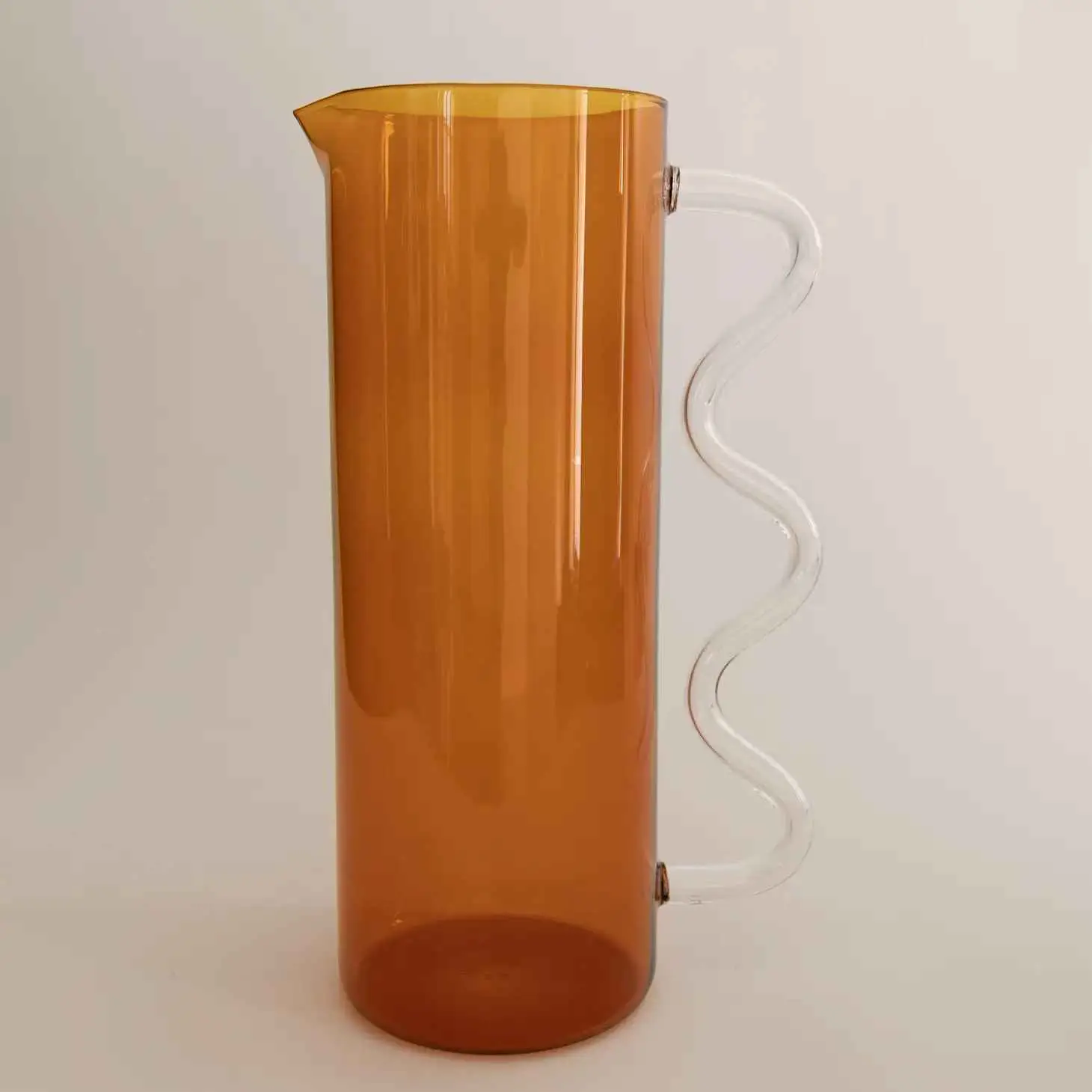 Wave Pitcher - Amber/Clear